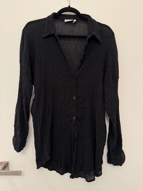 100% Cotton ASOS Black Gauze Button Down
